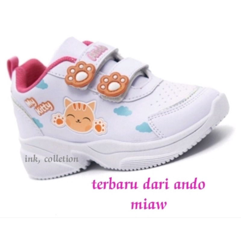 0SEPATU SEKOLAH ANAK PEREMPUAN ANDO LILY CANDY VELCRO PINK PAUD TK SD KETS SPORT RUNNING