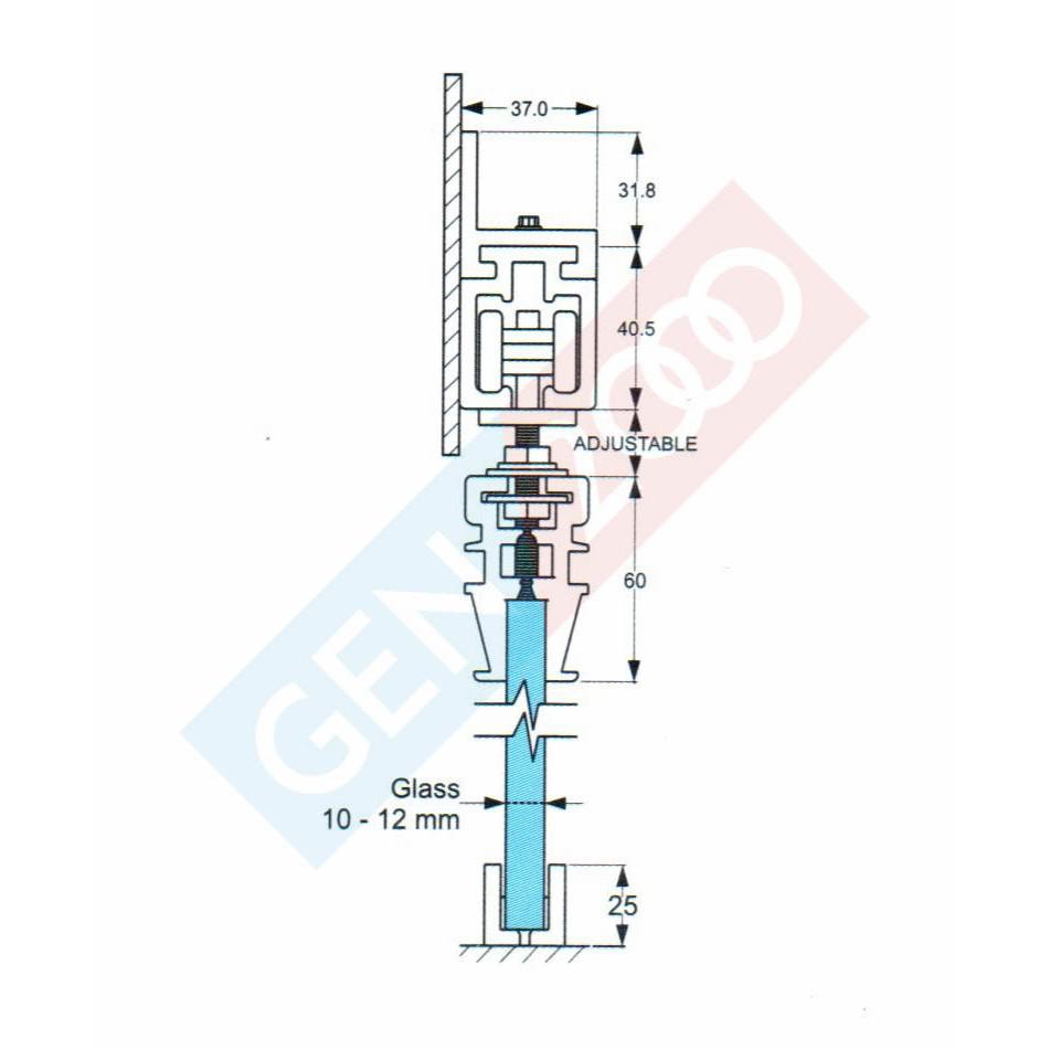 Glass Sliding Set Track Dekkson SGD L6 8922-57 Rel Pintu Sliding Kaca Set Dekson