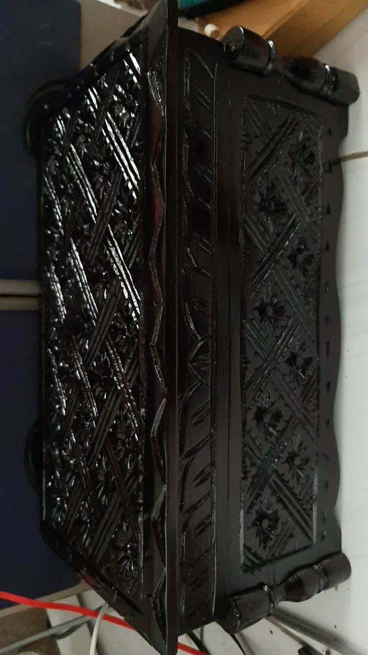 Box Kotak Hitam Kayu Jati Ukir Ukiran Pahat Tempat Penyimpanan Perhiasan Pernak Pernik