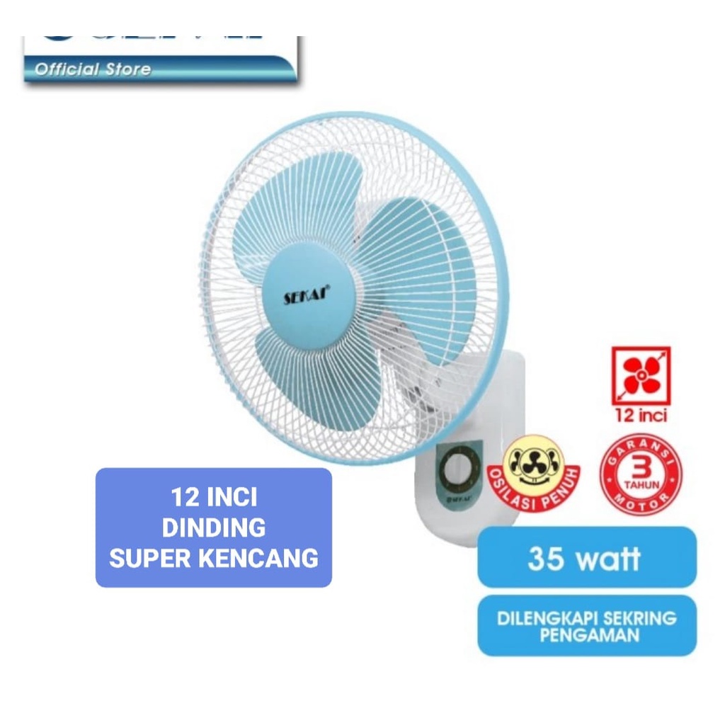 G586 SEKAI FAN WALL DINDING KIPAS ANGIN 12 INCI TEMBOK TABLE DUDUK PENDINGIN COOLING UDARA 35WATT CEPAT PUTARAN KENCENG PRODUK BERKHUALITAS  DAN HARGA TERJANGKAU BUNYI PUTERAN KIPASNYA GAK BERISIK TINGGAL PASANG DI DINDING AJA LEBIH SIMPLE DAN EFISIEN