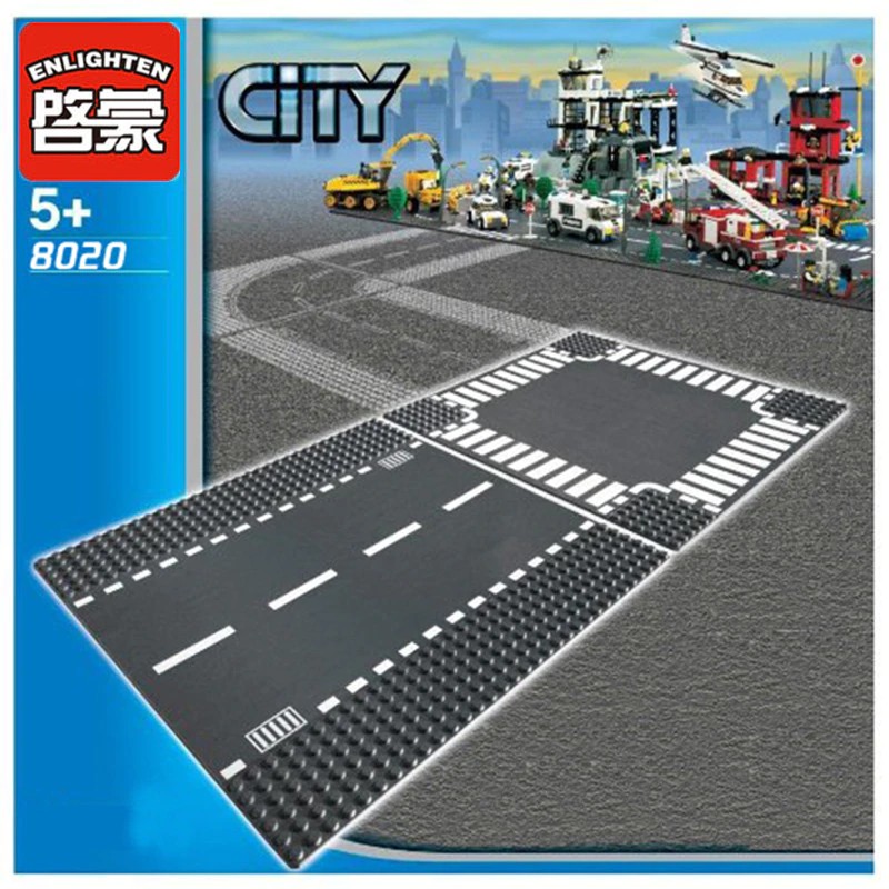 Mainan Lego Anak City Road Street Baseplate Compatible LegoINGlys Block Straight Crossroad Curve