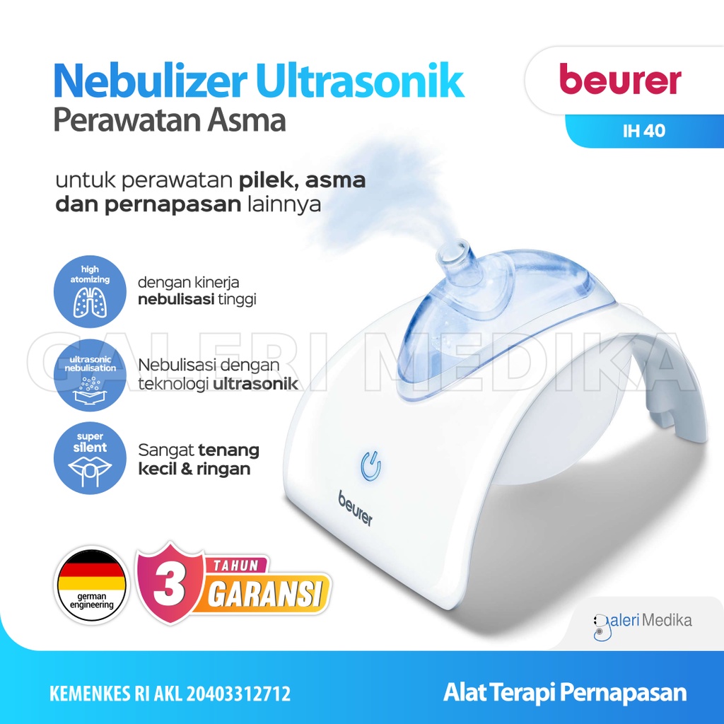 Beurer Nebulizer Ultrasonik IH 40 / IH-40 / IH40 - Alat Terapi Pernapasan / Alat Uap