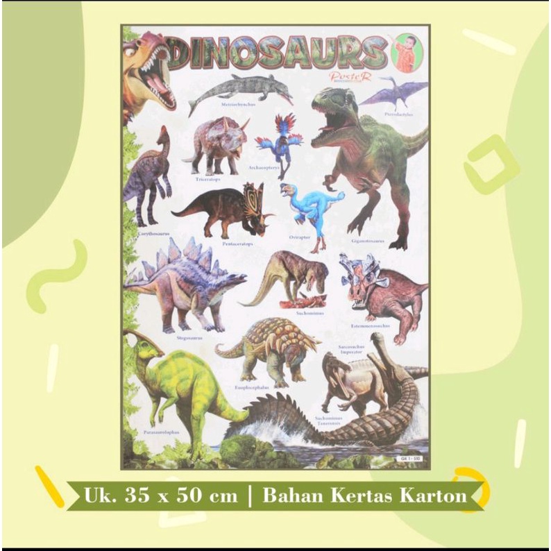 

Poster Anak Poster Edukasi Anak Lembaran Water World Binatang Buas Avian Dinosaurus Farm Animal