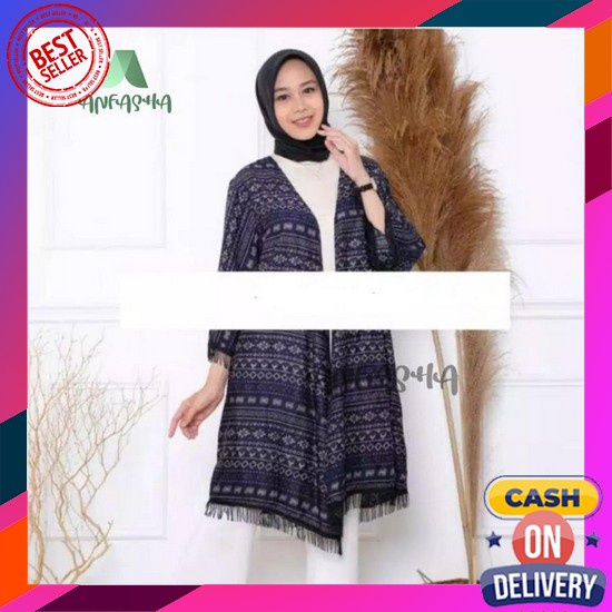 Cardigan Rajut H.M. Crop Premium Cardigan Kimono Rumbai Panjang = Cardigan Wanita Ory By Toko Anfas