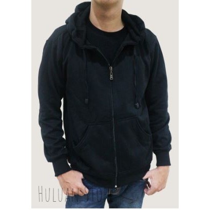 Hoodie Zipper -  Hitam