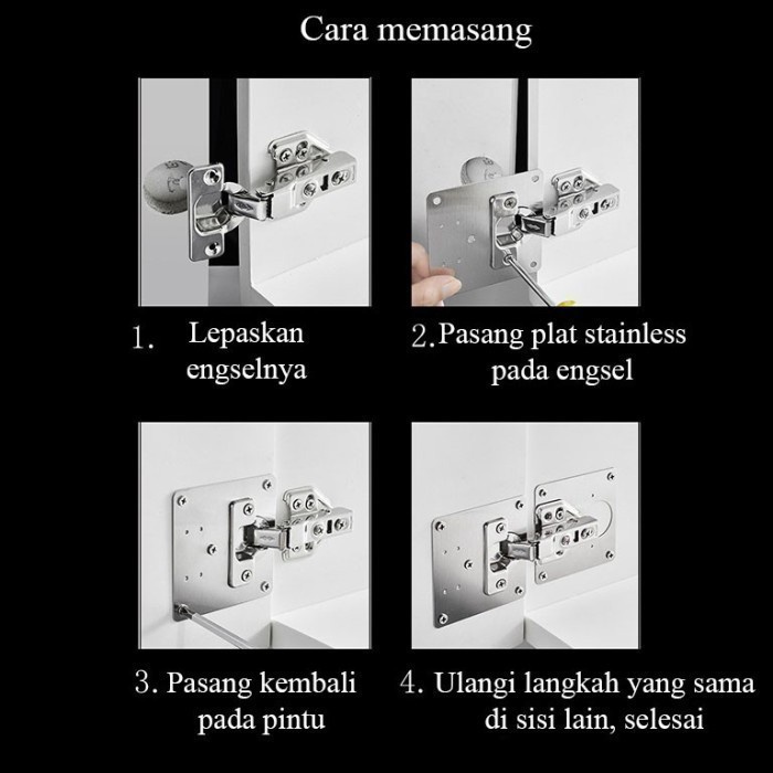 Plat Engsel Perbaikan Jendela / Pintu Lemari Bahan Stainless Steel Tahan Karat