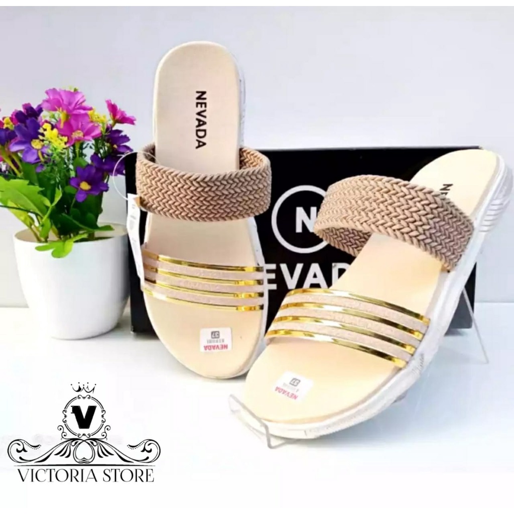 Sandal Wanita Nevada Glitter Sandal Jepit Flat Wanita Slip Murah Sendal Wanita Terbaru