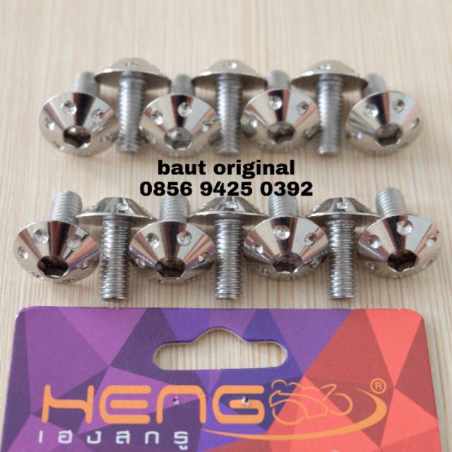 Baut payung probolt bintik silver stainless 6x15 drat 10 panjang 1.5 cm original heng thailand