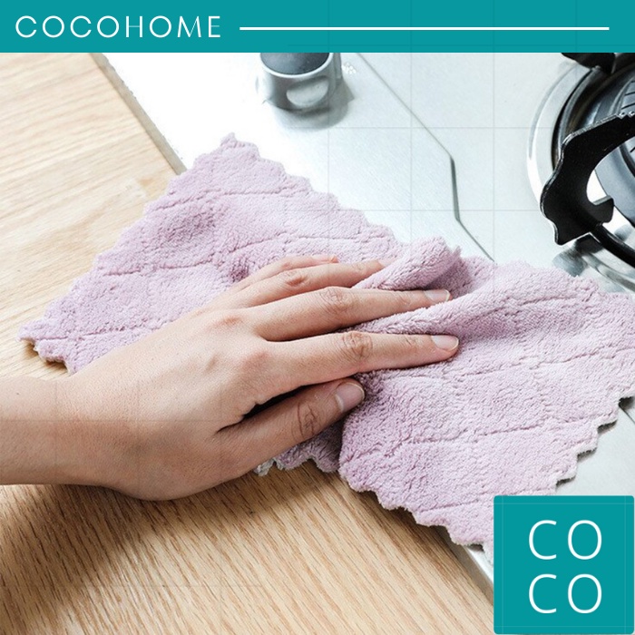 Kain Lap Dapur Anti Minyak Cuci Piring Microfiber Coral Fleece