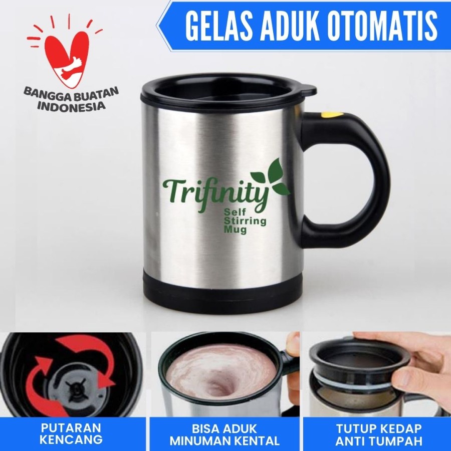 Trifinity Gelas Pengaduk Otomatis Kopi Self Stirring Mug Coffee Automatic Cup Gelas Aduk Sendiri