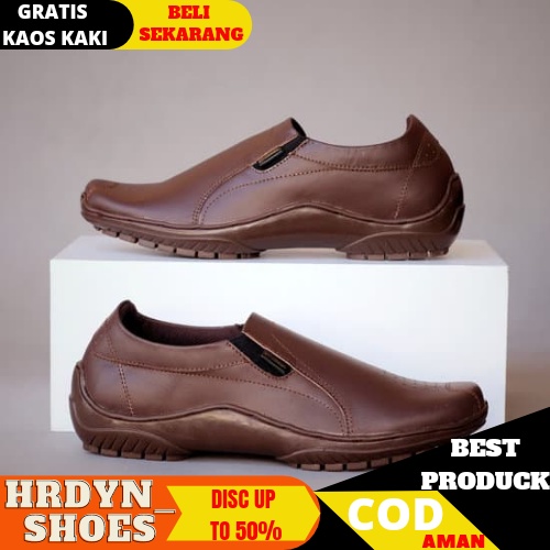 CEVANY X BADIL SepatuFormal Pantofel pria Resmi Hitam Kondangan Kerja Casual Slip On Kulit Asli 001