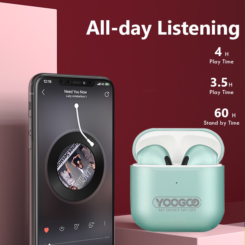 YOOGOO Earhones PRO4 TWS Bluetooth 5.0 Metallic paint In Ear headset With Mic For Xiaomi Samsung LG smartphone color Headphones