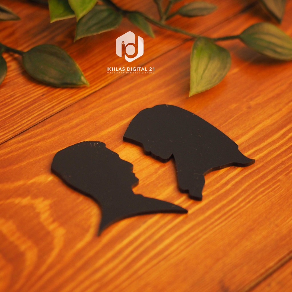 Siluet Couple Muslim Akrilik MIRROR GOLD (5cm)