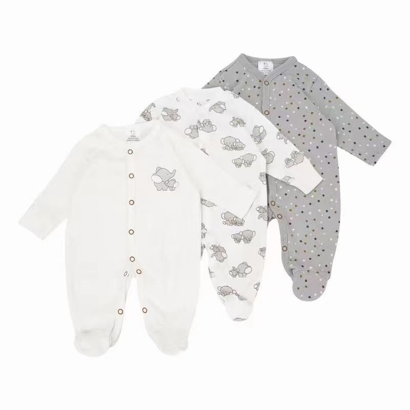 BABY K2 - Baby Sleepsuit Littleduck Isi 3 Pcs Motif Gajah Abu
