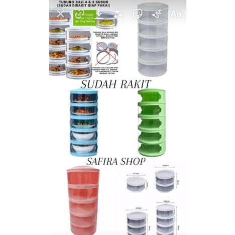 tudung saji 5 susun warna 5 tingkat sudah sudah rakit warna PUTIH PINK TOSKA BIRU