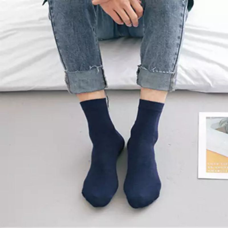 KAOS KAKI PENDEK POLOS PRIA WANITA DEWASA KAOS KAKI KERJA KANTORAN MURAH-Biru navy