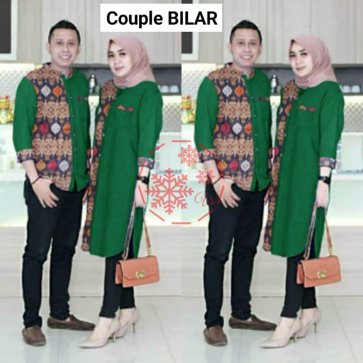 COUPLE BILLAR / CP TUNIK KOMBINASI BATIK / PAKAIAN PRIA WANITA SEPASANG / PESTA