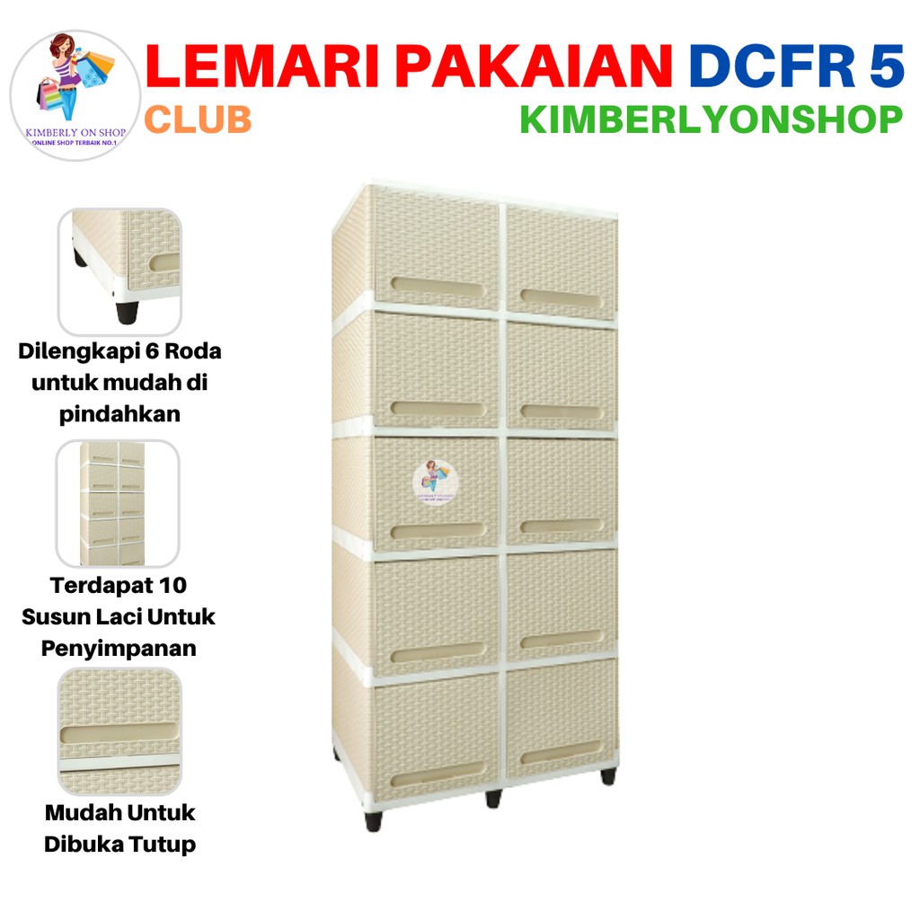 Lemari Pakaian Plastik Laci Clip Flip Double Susun 5