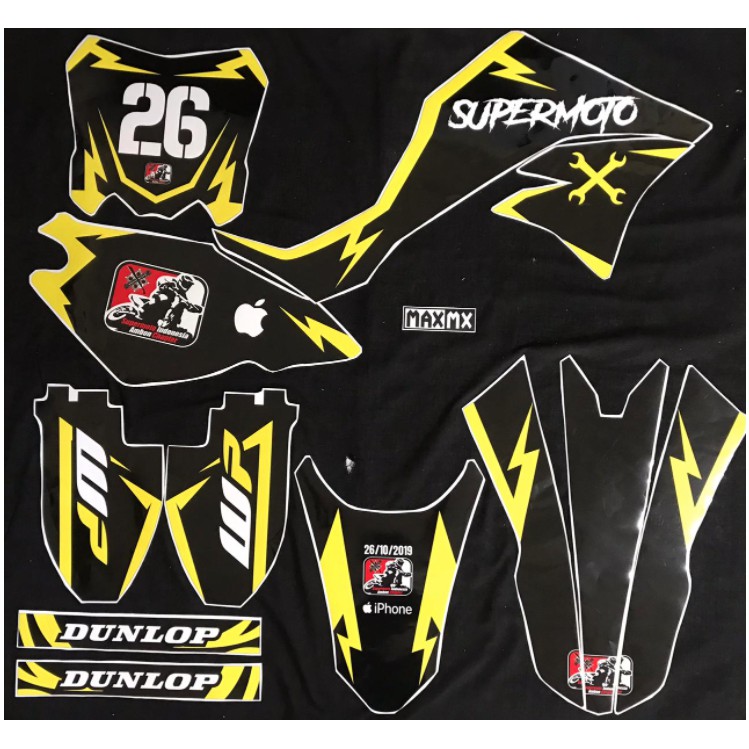 Decal Stiker KLX 150 New Dtracker Dekal Variasi Sticker Striping costum Full Body hitam kuning 029