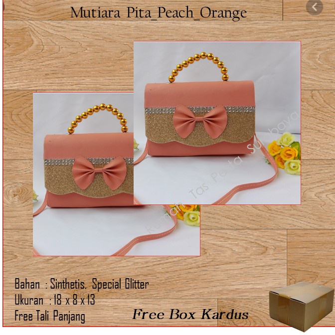 Tas Mewah,Tas Selempang,Tas Termurah,MTiara Pita_Peach_Orange