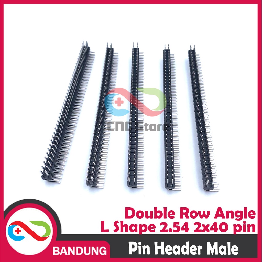 [CNC] PIN HEADER MALE STRIP DOUBLE ROW ANGLE L SHAPE 2X40 2.54MM BLACK