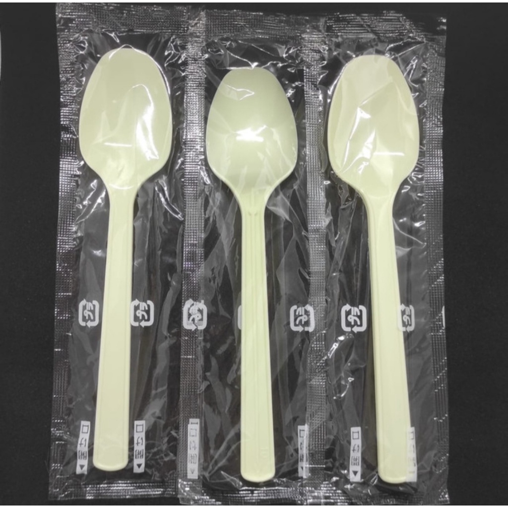 SENDOK MAKAN PLASTIK IVORY/ SENDOK MAKAN TEBAL ISI 100 PCS Steril Plastik Satuan