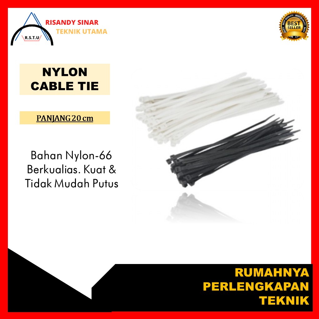 

Nylon Cale Tie | Kabel Tis | Tasli Ties 20 cm | Tali Ikat | Tali Pengikat Besi | Tali Pengikat