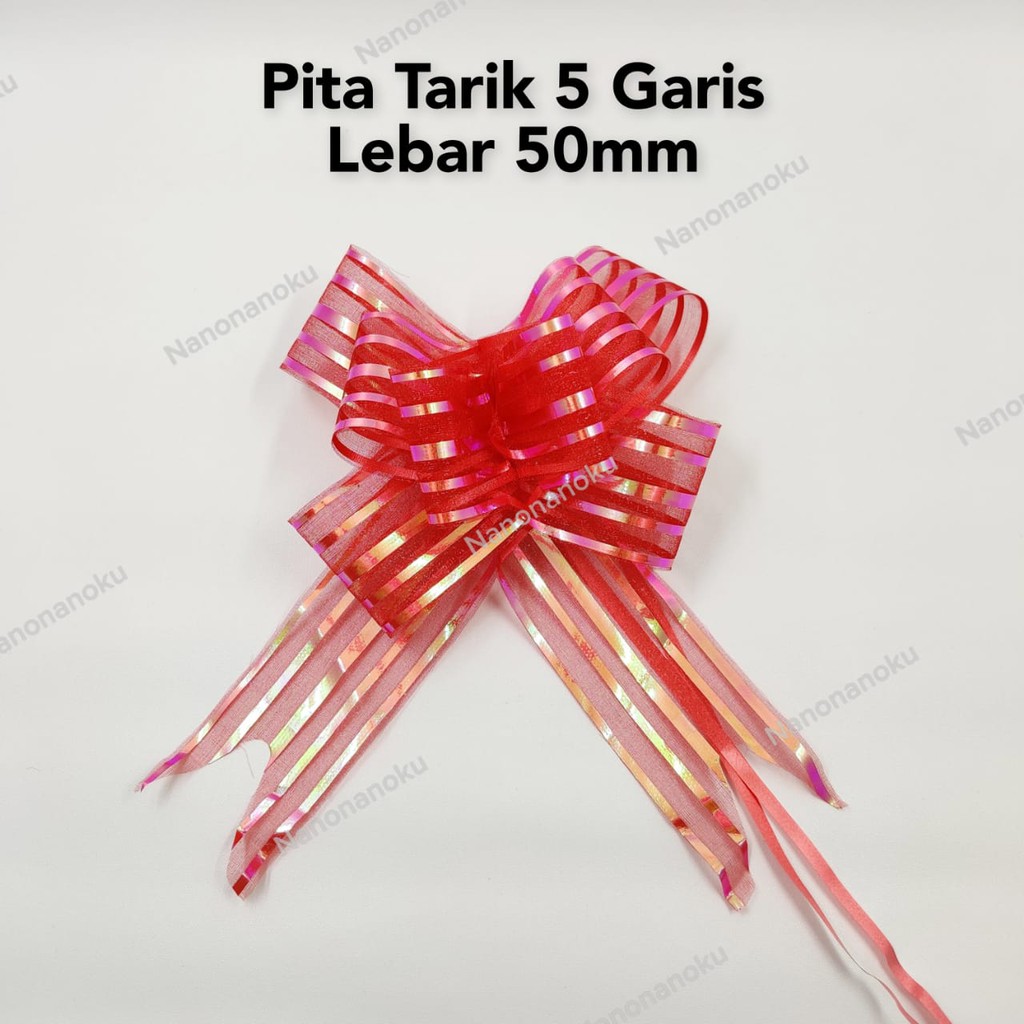 [10 pcs/warna] Pita Tarik 50 mm 5 Garis Pita Serut Bentuk PITA