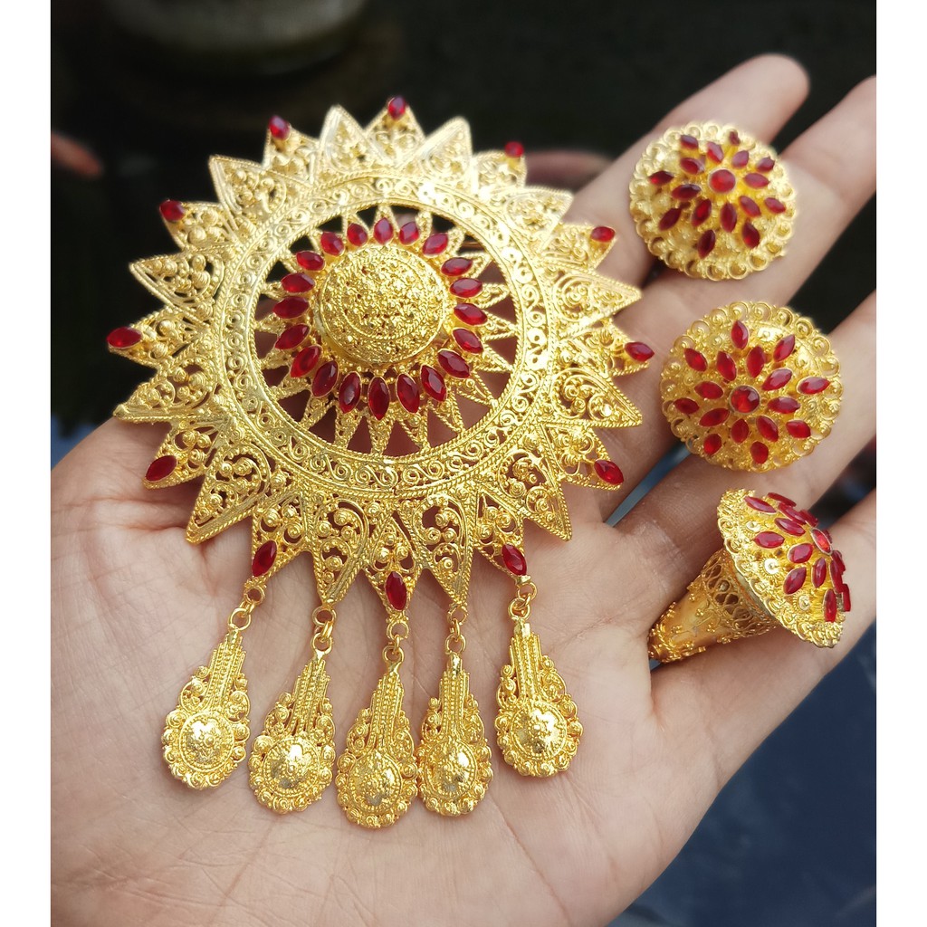 bros alpaka bali set kebaya motif matahari padi