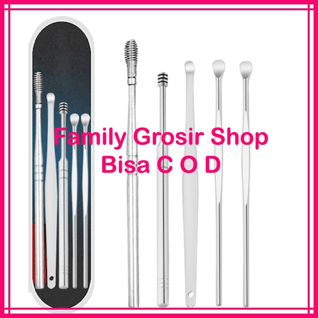 (5 in 1)Korek Kuping Stainless Pembersih Telinga Stainless Ear Wax Picker