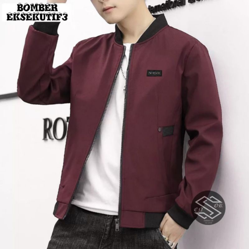 bomber eksekutif 3 sensor / bomber pria / bomber premium / bomber jaket / simple / baju murah / prom