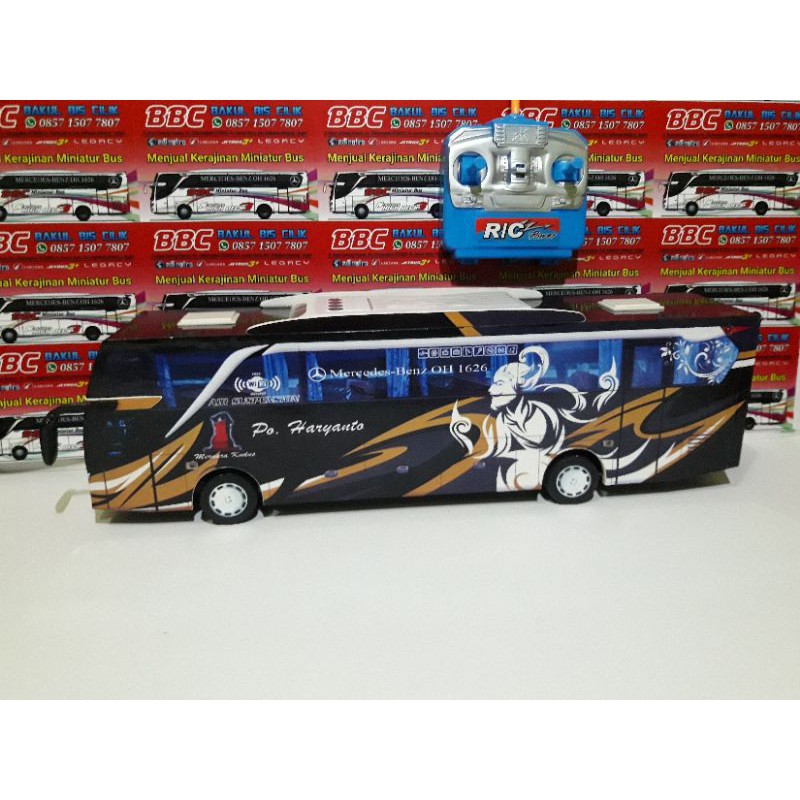 Miniatur bus RC Po Haryanto ( Remot Control ) DETIL RAPIH FULL TELOLET FULL STROBO FULL LED