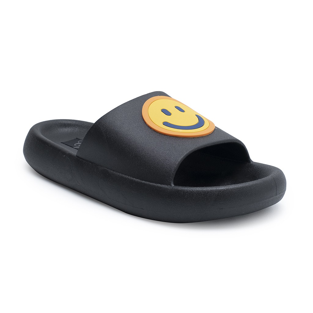 CPE SLPT GIRL BOY Sandal Slop Slip On Teplek Wanita Pria Sandal Cewek Cowok-Happy Face Black