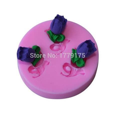 3D Silicon Mold Fondant Cake Decoration - 3 Tulip Flower