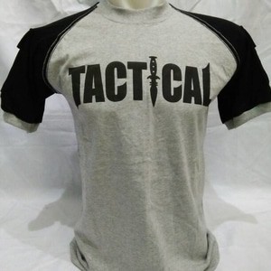 kaos tactical&amp;blackhawk pendek abu misty kombinasi hitam katun 24s