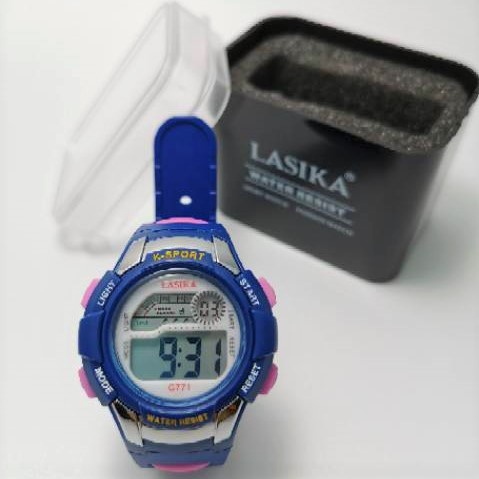 Jam tangan anak perempuan / laki digital sport Lasika G771, tahan air & dapat kotak.