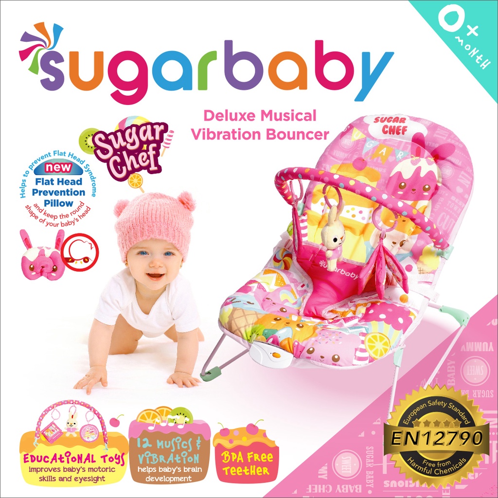 Sugar Baby Deluxe Musical Vibration Bouncer 1 Recline Dudukan Tidur Kursi Getar Goyang Bayi Sugarbaby Bouncher Original