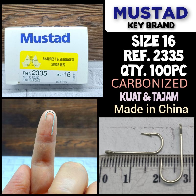 MUSTAD HOOK SIZE 16 REF.2335 QTY.100PC ROUND BENT SEA HOOKS KAIL PANCING CAP KUNCI KAIL KUAT KAIL KA