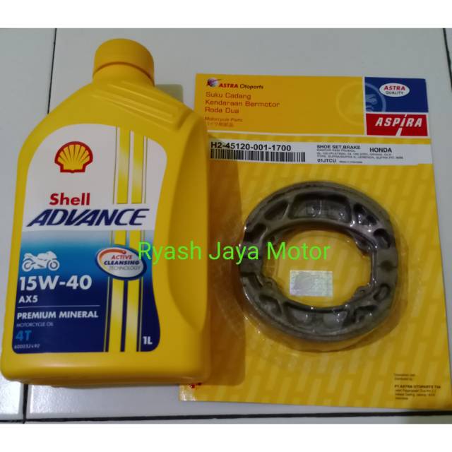 kampas rem Aspira for win/Gl 100/Gl pro/Win + oli shell ax5 1lt 15-40w