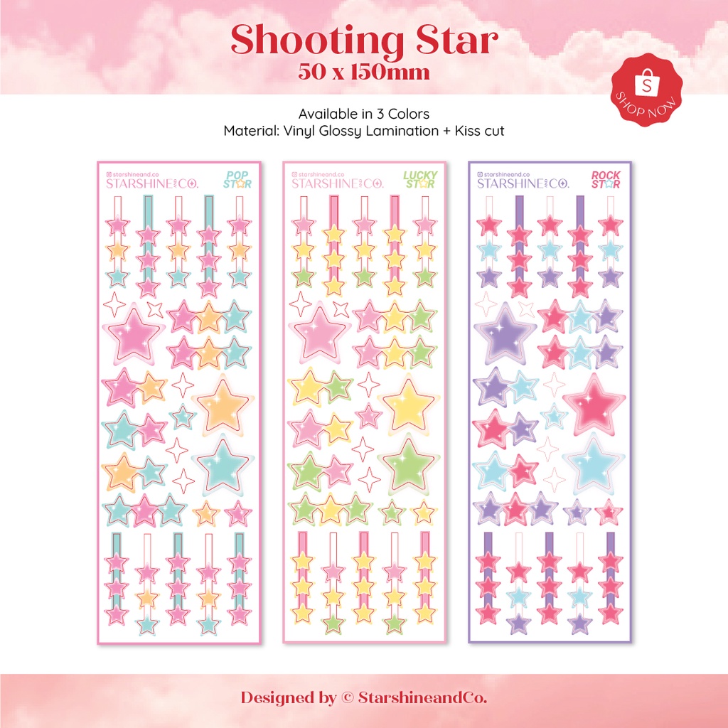 

[starshineandco.] Shooting Star Deco Sticker Kiss Cut Planner Kpop Polco