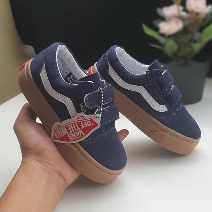 DISKON SEPATU ANAK VANS OLDSKOOL VELCRO PEREKAT NAVY SOL GEM KIDS 20-35