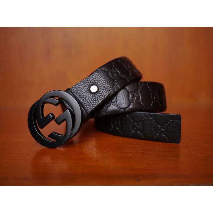 ikat pinggang pria / gesper pria kulit Gucci CT41 black