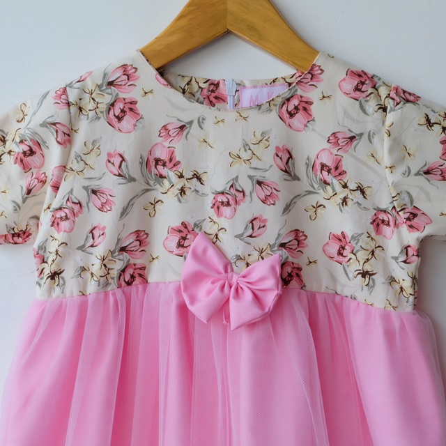 TUTU DRESS ANAK DUSTY SOFT PINK KATUN JEPANG