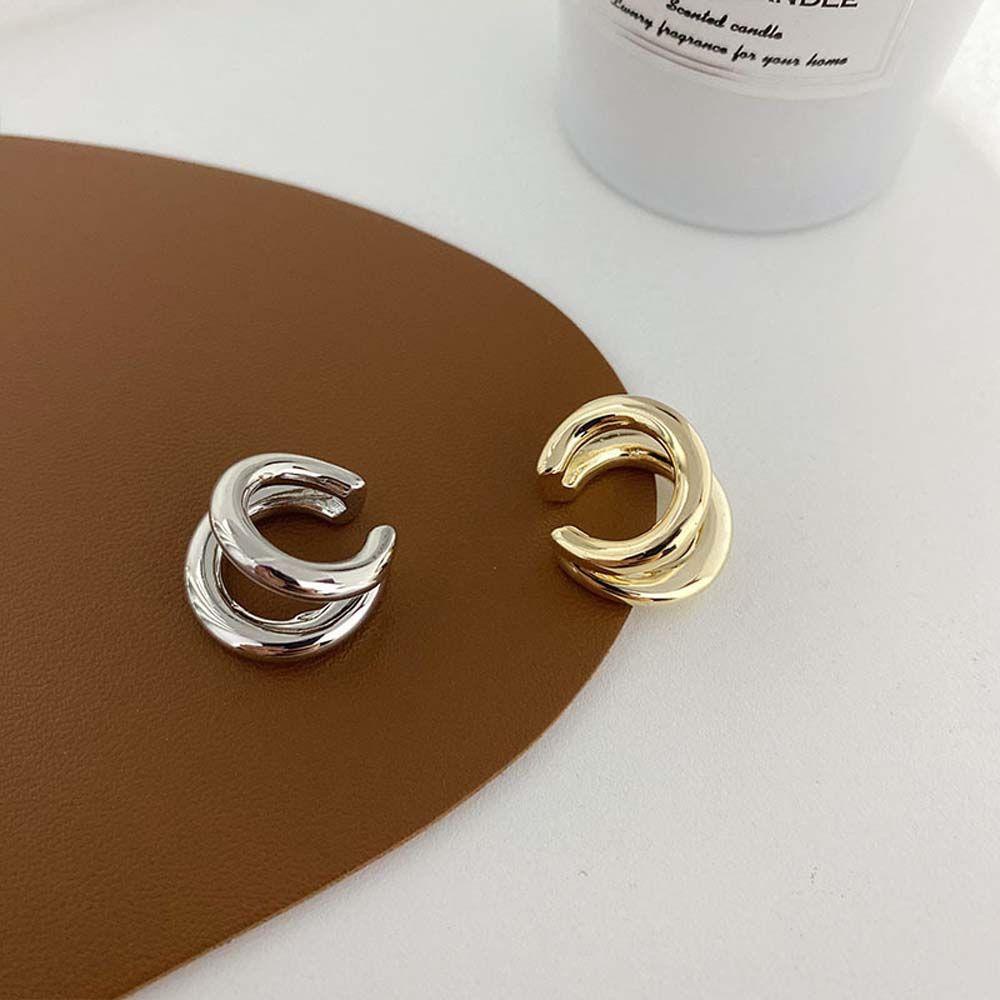 Nickolas1 Anting Hoop Elegan Wanita Gadis Hip Hop Multi-layer Perhiasan Fashion Lingkaran Ganda Bulat Geometris Round Earrings