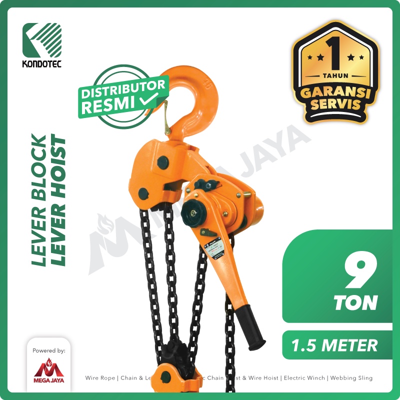 KONDOTEC Lever Block / Lever Hoist 9 Ton x 1.5 Meter