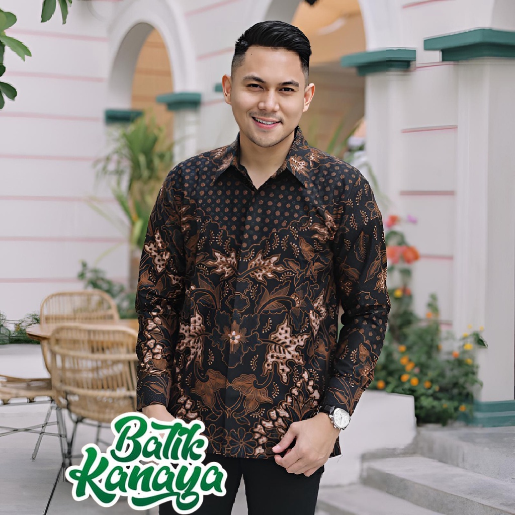 Kanaya Kemeja Batik Pria Lengan Panjang Full Furing Bahan Katun Sragenan PERWIRO