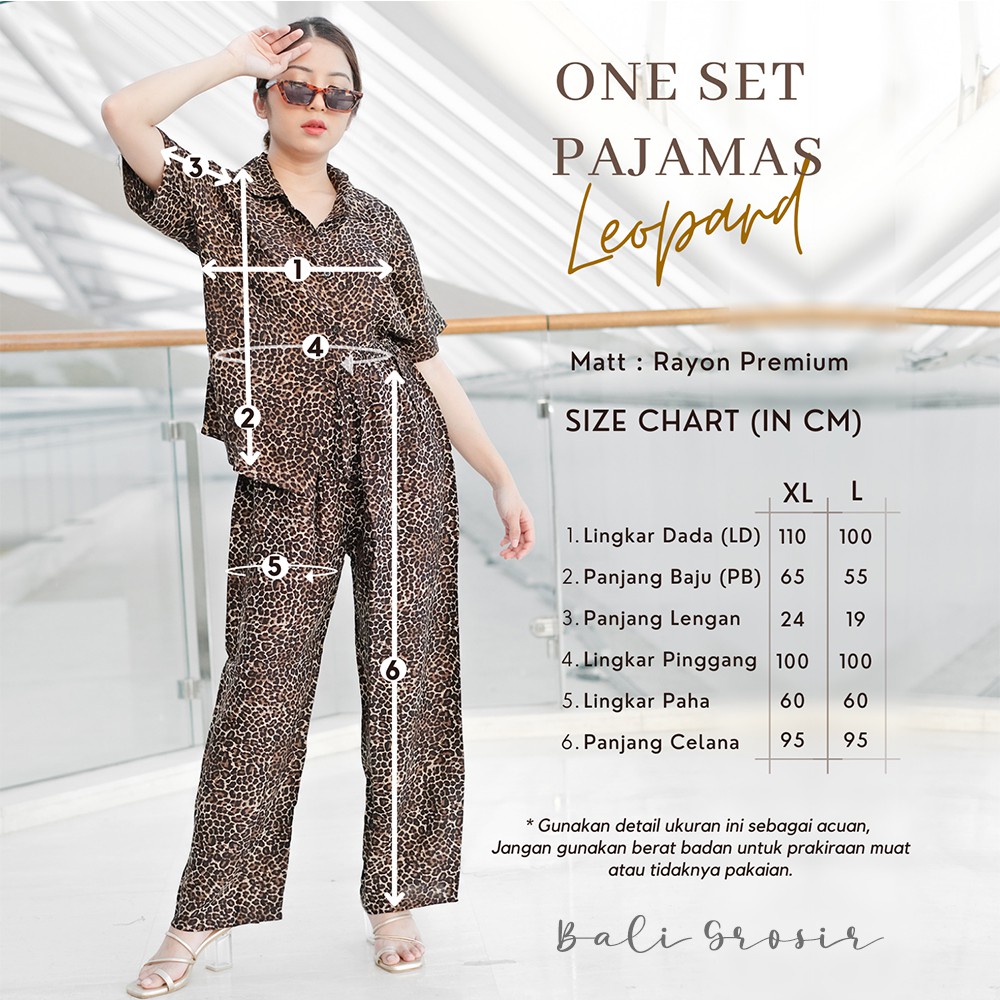 SETELAN KEMEJA LEOPARD CELANA PANJANG / ONE SET LEOPARD / PIYAMA LORENG BALI / SETELAN MACAN