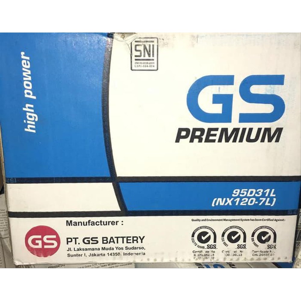 Accu GS Premium 95D31L (nx120-7L) / 95D31R (nx120-7R) Original ASLI Astra