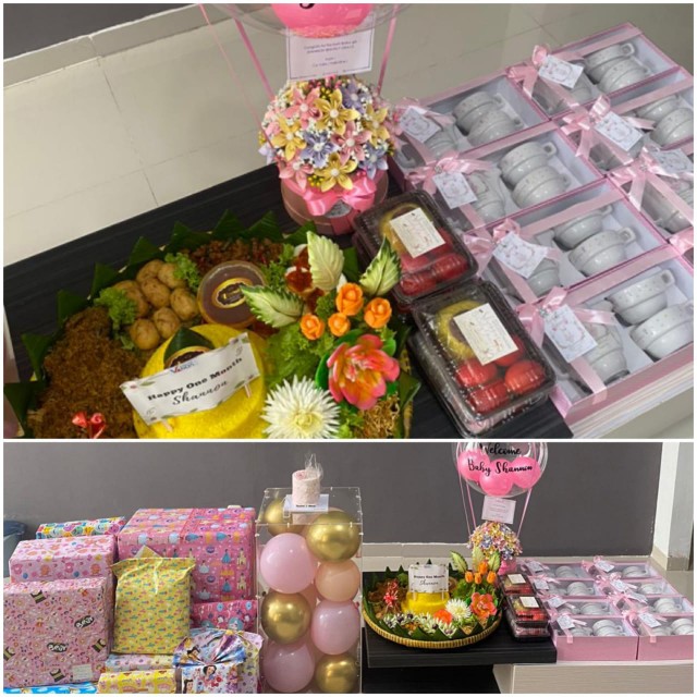 Minim 25pcs Souvenir One Month Hamper / Souvenir Teapot / Teko Susun 2 Cangkir (mika Hard Box)