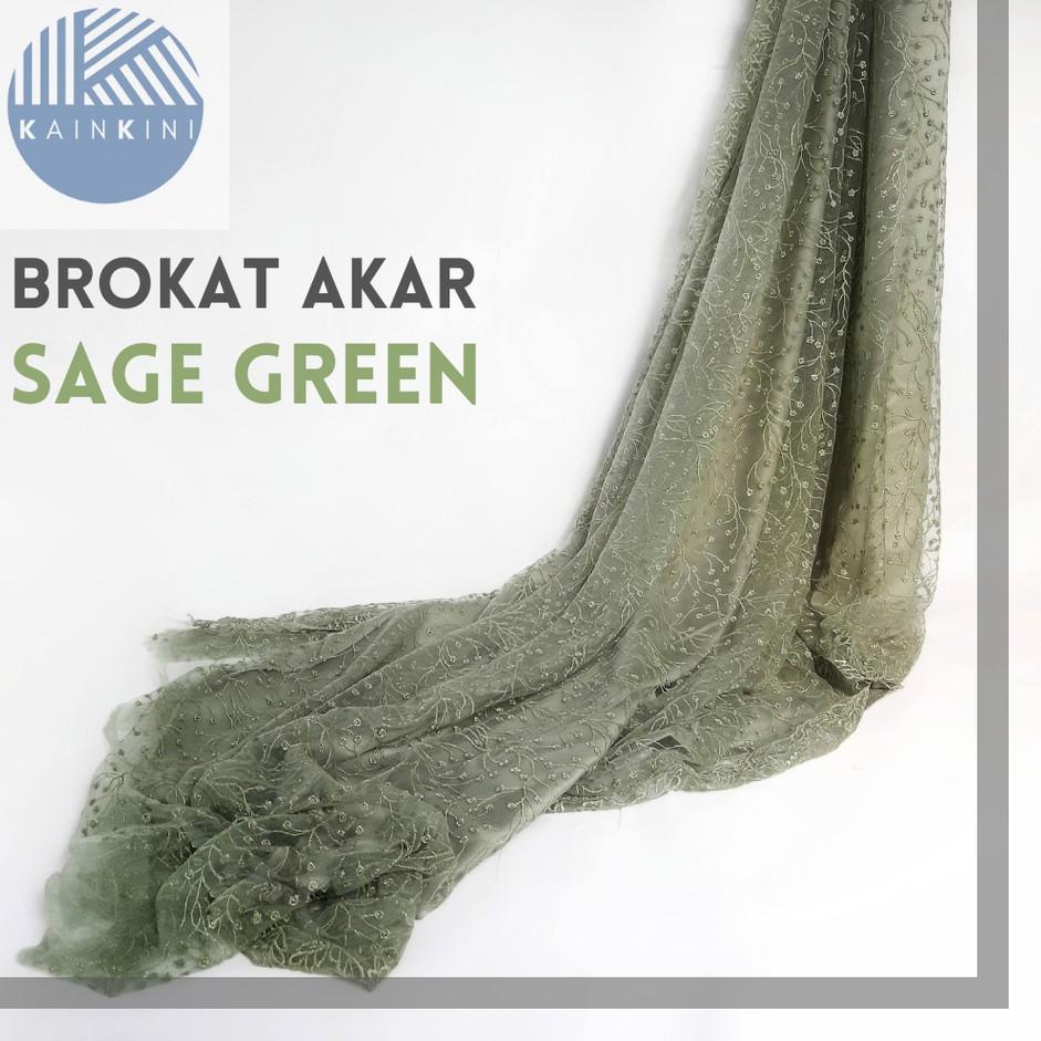☑ KAIN BROKAT/ TILE BROKAT KEBAYA (per ½ meter) by Kainkini - Hijau Sage Green ℗